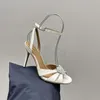 Модельные туфли, коллекция 2024 года, летние сандалии, модные женские пикантные женские туфли на высоком каблуке с круглым носком, лаконичный декор из кристаллов, натуральная кожа, Zapatos De Mujer