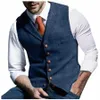 Vintage hommes costume Plaid gilet laine décontracté coupe ajustée gilet formel Busin gilet pour garçons d'honneur mariage Chaleco Hombre i1E4 #