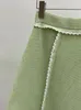 Work Dresses Autumn And Winter Green Set Lace Embroidery Bubble Sleeve Cardigan Coat Half Skirt