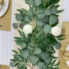 Decorative Flowers -Artificial Eucalyptus Willow Rattan Wedding Table Decoration Artificial Green Encrypted