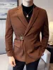 Haute qualité hiver velours côtelé costume veste hommes Fi boucle Decorati décontracté Busin Blazers mariage marié Banquet Dr manteau K87M #