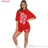 Women Tracksuits Two Pieces Set Designer 2024 New Top Fashion Foam Printing T-shirt Tight Sports Split Pants Set 7 Colours