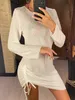 S - XL Long Sleeve Backless Crochet Knitted Tunic Beach Cover Up Cover-ups Beach Dress Beach Wear Beachwear Female Women V5038 240314