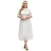Casual klänningar 2024 Europeiska och amerikanska plus -storlek kvinnorkläder spets kväll hög kvalitet brudtärklänning klänning