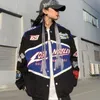 Unisex American Hafdery Bombers Płaszcz Spring Autumn Hip Hop High Street Top Bomber Varsity Racing Woman Kurtka 240308