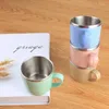Mugs Creative Handle Plastic Tea Water Cup Portable Milk Tumbler Children Wheat Straw Cold Drink Mug Home Bathroom Mouthwash