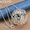 Pendentifs ALIZERO 925 en argent Sterling boule creuse pendentif collier 16-30 pouces chaîne pour les femmes de mariage mode charme bijoux cadeau