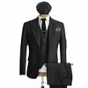 herringbe Male Suits 2023 Peak Lapel Two Butt Slim Fit Winter Tweed Men Wedding Suit Busin 3 Pieces Blazer Vest Pants B8DZ#