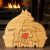 Miniatures Personalized Custom Free Engraving Bear Family Wooden Puzzle Christmas Birthday Gift Family Name Sculpture 27 Names Desk Decor