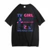 TV Girl Who Really Cares Graphic Print T-shirts Hommes Femmes Fi Vintage T-shirt surdimensionné à manches courtes Homme 100% Cott T-shirt N7SP #