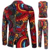 2022 Mannen Pak 3 Stuk Fi Busin Party Heren Vintage Print Formele Pakken Sets Jas Vest Broek Slim Fit dr Mannen Kleding b02p #