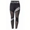 High talia siatka Pacthwork Sports Leggingi Kobiety Czarna siłownia Fitn Letter Druku