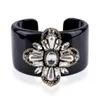 Bangle Hahatoto Trendy Black Harts Inlaid Handgjorda Crystal Pärled Flower Statement Women smycken 3297280Z