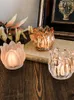 Candelabros de cristal con forma de loto, decoración romántica para cenas con velas, accesorios para el hogar, diseño de textura esmerilada, obra de arte