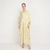 Robes décontractées Robe à manches chauve-souris à col en V pour femmes Robe ample Couleur unie Mode musulmane Sexy Printemps Été