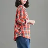 Bluzki damskie jasne koszule Gingham dla kobiet w stylu damskim w stylu ulicznym i tops z jednoladową wiosną 2024
