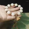 Beaded Strand White Jade Bodhi Lotus 12Mm Bracelet Diy Door Frame Spacer Beads Seedpod Pendant Drop Delivery Jewelry Bracelets Otx1Y