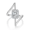 GRA Certyfikowane VVS1 2CT Square Moissanite Diamond Pierścień dla kobiet 100% 925 Srebrny srebrny dobrej jakości biżuteria ślubna Pass Test diamentowy