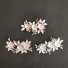 SLBRIDAL Handmade Alloy Flower Leaf Opal Crystal Pearls Bridal Hair Clip Barrettes Wedding Headpieces Women Hair Accessories 240315