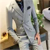 Vestes + gilet + pantalon 2023 Nouveau style mâle printemps haute qualité Busin Blazers / Hommes Slim Fit Pure Cott Trois pièces Costume Manteau 29Px #