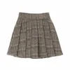 Röcke KEQI Bobon21 Womens Faltenrock Shorts Plaid Woolen Hohe Taille A-Linie Japanische Tartan Schule Herbst Winter B1671