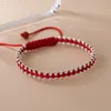 La monada 24 cm Glück 925 Silber Seil Armband Perle Rot Faden Linie String Armbänder Für Frauen Mädchen Einstellbar 240315