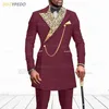 men's Suits Slim Fit Fi Floral Printed Peak Lapel Suits Jacket with Pants 2 Pieces Prom Party Wedding Tuxedo Luxury Blazer 67Hc#