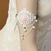 Charm Bracelets Women Armlet Handmade Boho Dance Bridal Party Arm Band Armband Layer Flower Heart Lace Chain Rose Pearl Bracelet Fashion