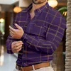Chemises décontractées pour hommes 2024 Vente de mode Poche à manches longues Cardigan à revers Chemise avec lignes rétro Tissu doux et confortable Top