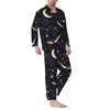 Ev Giyim Karikatür Ay Pijama Setleri Sonbahar Deniz Uzay Baskı Modaya Düzenli Sweetwear UNISEX İki Parça Vintage Büyük Boyutlu Özel Takım Hediyesi