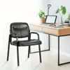 K Waiting Chairs No Wheels, Leather with Padded Arm Office Reception Guest Chair Conference Room Lobby Table Side Salon Home, Black