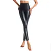 Kadın şekillendiricileri Vücut şekillendiricisi sahte deri tozluk kadınlar için yüksek bel pantolonları siyah elastik tayt eğitmeni şekillendirme shapewear