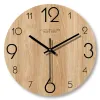 Klockor vintage träkorn Simple Wall Clocks Silent Creative Living Room Decoration Wall Clock Modern Hem Kök Väggdekor Klockor