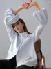 Женские блузки, модная рубашка с круглым воротником, с одинарными рукавами-фонариками, однотонная свободная хлопковая блузка, весна 2024, Tide 7AB3228
