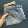 Erkekler Kot 2024 Bahar Yüksek Sonu İşlemeli Amerikan Günlük Pantolonları Kapsayan Düz Tüp İnce Uygun Gevşek Denim Pantolon