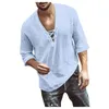 Casual Loose Butted Stand Collar Shirts Men's Cott Linen Clothing Spring Summer Leisure Solid Color LG Sleeve Tops For Men Y2VP#