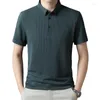 メンズポロスサマーメンポロシャツカジュアルジャクアードウィービングシームレス半袖Khaki Male Plusサイズ通気性スポーツシャツ3xl 4xl
