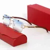 Fashion Mens Designer Square Framegold Plated Rimless Frames Glasses Double Beam Design Wooden Arm Timeless Classic Sunglasses With Box Fast Shipping 10A Gift