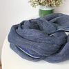 Scarves Fashion Style Men's Linen Scarf Spring And Summer Solid Blue Color Breathable