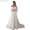 Базовые повседневные платья Платье с открытыми плечами Женская мода невесты Элегантный винтажный пышный рукав с эластичной резинкой с высокой талией Белое длинное вечернее платье макси yq240328