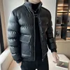 Haute qualité marque automne hiver manteau hommes veste en cuir épais coupe-vent Parka grandes poches col montant chaud solide veste bouffante 91wR #