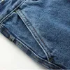 Jeans da uomo classici a vita alta Tasche inclinate casual Cott Pantaloni dritti in denim Lg Qualità Primavera Autunno Salopette in denim da uomo