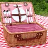 Dinnerware Sets Picnic Basket Set With Lining Hamper Ceramic Plates Flatware For Birthday Wedding And Festivals