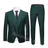 3 pièces marine costumes pour hommes coupe ajustée mariage marié smokings formel garçons d'honneur costumes mâle blazer gilet pantalon trajes de hombre O8j3 #