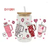 Raamstickers Cartoon Hart Uv Dtf Cup Wrap Opstrijkbare overdracht voor glas 16oz D11261