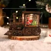 Miniatures Christmas Eve Music Box Santa Claus Snowman Crystal Ball Ornaments Train Music Box Home Table Decoration Xmas Children Gifts