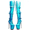 Dance Shoes Leecabe 20CM/8inches PU Upper Shiny With Leopard Pole Dancing High Heel Platform Boots