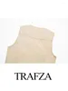 Work Dresses Trafza 2024 여성용 Spring Trendy Vests Sexy Solid Pockets 장식 V-Neck Sleeveless Chic Vintage All Matched Casual Tops