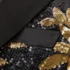 luxury Gold Sequin Men Tuxedo Blazer Shawl Collar Single Butt Wedding Dr Singer Party Male Suit Jacket New Fi Man Coat F6VU#