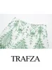 trafza Summer Fi Embroidered Women's Casual Shorts Retro Green Hollow Out Irregular Hem High Waist Shorts Women's Shorts j0Hn#